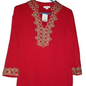 NWT ($69.50) Women Long Sleeve Top W/Golden Lace